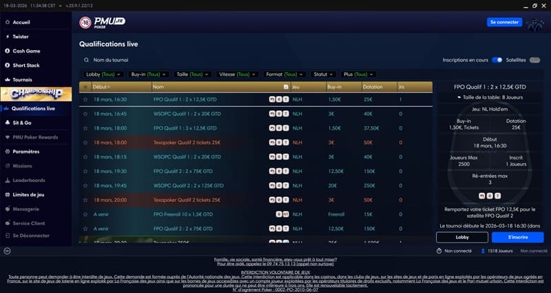 Satellites sur PMU Poker
